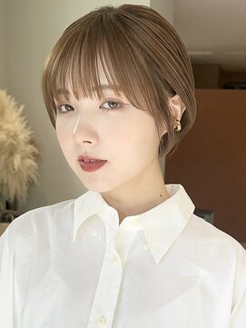 ノラギンザユー(NORA GINZA/U) 丸みショートマッシュコンパクト黒髪ベージュショート前髪あり