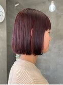 切りっぱなしボブレッドピンク