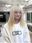 イメチェン/ホワイトブロンド/外ハネボブ/美髪/名古屋/名駅