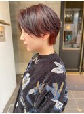 レッドブラウン/暖色系/ハンサムショート/くびれボブ/ニュアンス