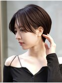 表参道髪質改善トリートメントウルフショートボブグレージュ40代