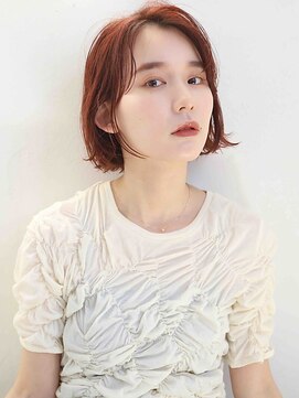 ヘアリゾート粋 トゥジュ 池袋東口店(tujuh) ショートボブ/耳掛け/透明感カラー/アプリコットブラウン