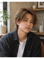 MEN's Baguz MEN'Sカット/ MEN'Sパーマ/ MEN'Sカラー 韓国ミディアムレイヤー×ニュアンスパーマ束感センターパート