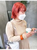 コーラルピンクカラーコーラルオレンジカラーボブ