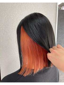 アジールヘア 所沢プロペ通り店(agir hair) サーモンピンク10代20代30代インナーカラー