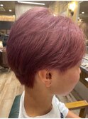 メンズショート　ブリーチカラー　ダブルカラー　分け目スタイル