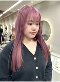 ダブルカラーピンクベージュベージュカラーケアブリーチレイヤー