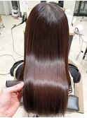 黒髪/グレーベージュ/レイヤーロング/酸性ストレート/髪質改善