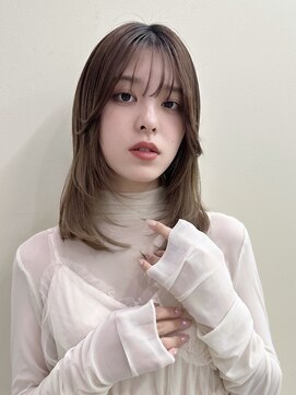 ケーツー エム 京都ラクエ(k-two emu) レイヤーカット*顔周りレイヤー*ベージュ*ブリーチなしカラー