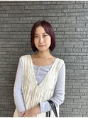 ボブ.ボルドーカラー【ブリーチなし/ブリーチなしダブルカラー】