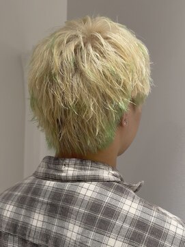 コト 福井大和田店(coto) メンズ/スパイキーショート/デザインカラー/ブロンド/グリーン