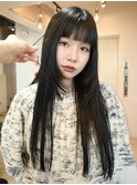 ブルーブラックレイヤーロングフェイスレイヤーワイドバング
