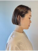 20代30代ミニボブココアブラウン小顔美肌ストレート丸み