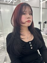 コア プラス 立川(COA PLUS) ブリーチなしレッドカラー×ザクザクレイヤーカット【立川】