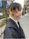 インナーカラー_エアリーミディ 黒髪 ホワイトアッシュ