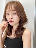 小顔カット韓国ヘア＊薄め前髪シースルーバングショコラベージュ