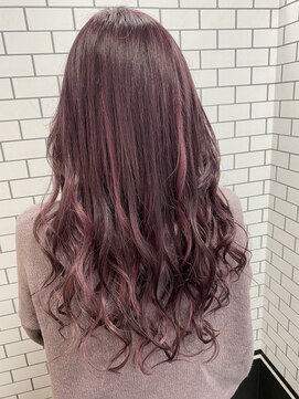 ジェンダーヘア(GENDER hair) カシスピンク×ピンクハイライト#ふんわりカール#ピンクカラーN