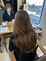 ハピネス 梅田茶屋町店(HAPPINESS)&nbsp;韓国レイヤー ブリーチカラー ミルクティーベージュ オリーブ