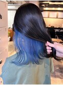 ◯アクセントカラーインナーカラーブルーアンブレカラー大人女子