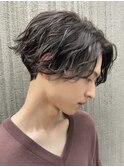 波巻きパーマツイストスパイラルパーマセンターパート刈り上げ