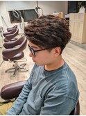 アップバング×ツイストスパイラルパーマ