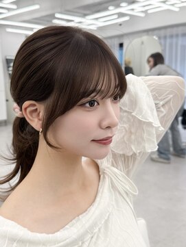 アマトウキョウ アユンチェ(AMA TOKYO×AYUNCHE) 韓国ヘア　透明感カラー　2wayバング  レイヤーカット   顔周り