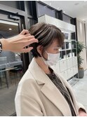 外国人風グレージュハイライト白髪ぼかし　武蔵小杉