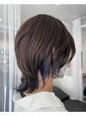 ウルフカット インナーブルー