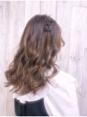 サイド編み込み巻きおろし風スタイル