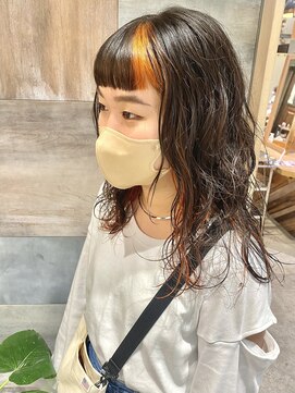 ヘアラウンジ アングゥ(hair lounge ungu) ポイントオレンジパーマ