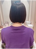 黒髪ふんわりミニボブ美髪ローライトかきあげカールアラフォー