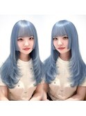 9954艶髪ネイビーグレーブルーグレージュレイヤーブルーシルバー