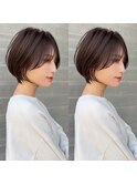 大人可愛い20代30代40代黒髪前下がりショートボブ丸みショート◎