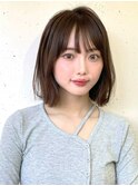 20代 ボブ 艶髪 ダークブラウン 韓国ヘア 外ハネ 顔周りカット