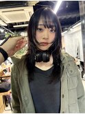 セミロングショートウルフボブネビージュ小顔ワンレン金髪
