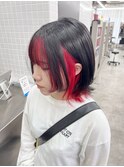 /レイヤーボブ/インナーカラー/フェイスフレーミング/レッド