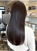 ダークグレージュ ロングヘア 髪質改善カラー 艶カラー 20代