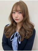 ブリーチなしダブルカラーヘーゼルベージュレイヤーカット透明感