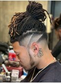 2450黒髪メンズスキンフェードドレッドヘアタイトロープマンバン