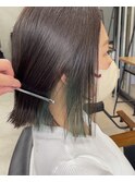 イヤリングカラー　グリーン　切りっぱなし