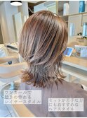 韓国ミディアムレイヤー大人かわいい20代30代40代
