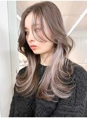韓国ヘアグレージュカラーブリーチ無し髪質改善イヤリングカラー