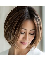 フラッグ(flag)&nbsp;ボブ3　（白髪ぼかしハイライト）