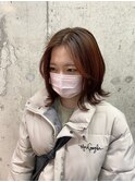 切りっぱなしボブ×オレンジグラデーションカラー♪