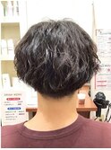 ニュアンスパーママッシュショート＊黒髪暗髪大人可愛い20代