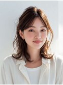 ミルクブラウン/ダークパープル/ナチュラルショート/夏/センター