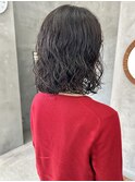 ボブパーマ　ニュアンスパーマくるくる　ウェーブミディアム30代