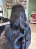 艶感 ブルーカラー 透明感 ロング 髪質改善 水素カラー