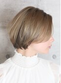 小顔美髪シアーカラーカールショートセミディ姫カット