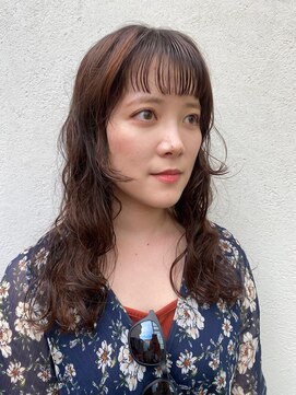 フェンヘアーアイス 中目黒(Fen.hair ici) 20代30代大人可愛いロングウルフくせ毛風パーマベージュ